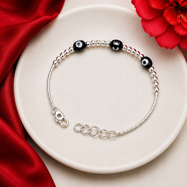 Silver Evil Eye Rakhi Bracelet | Adjustable Designer Rakhi for Brother | Premium Raksha Bandhan Gift
