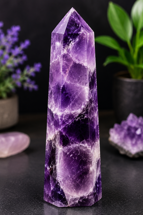 Natural Amethyst Crystal Tower – Peace, Intuition & Spiritual Protection