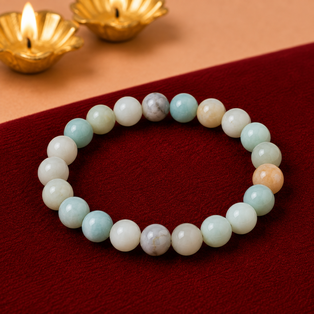 Natural Amazonite Crystal Bracelet – Calm, Confidence & Positive Energy