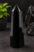 Natural Black Tourmaline Crystal Tower – Protection, Grounding & Energy Shield