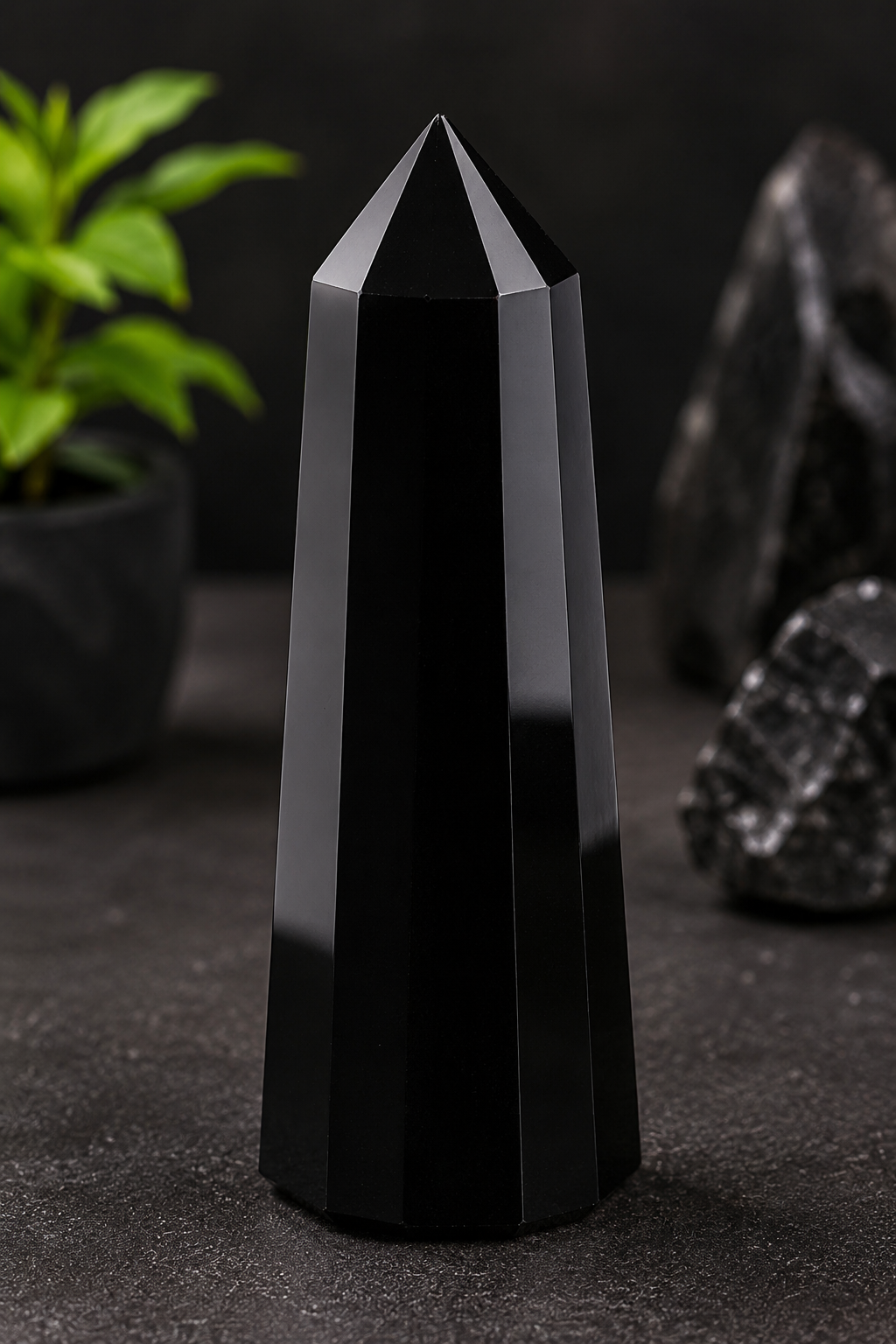 Natural Black Tourmaline Crystal Tower – Protection, Grounding & Energy Shield