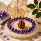 5 Mukhi Rudraksha & Amethyst Bracelet