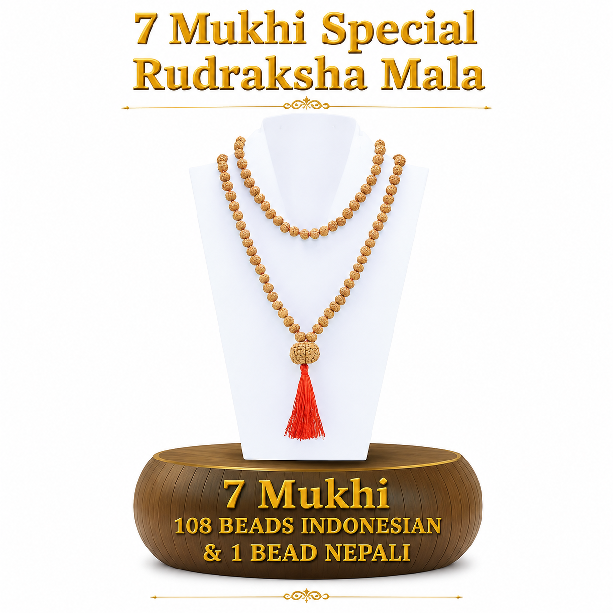 7 Mukhi Indonesian Rudraksha Mala – Prosperity, Abundance & Divine Blessings