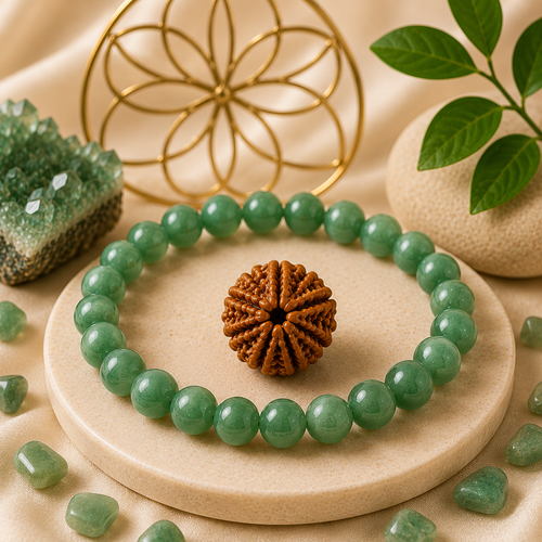 7 Mukhi Rudraksha & Green Aventurine Bracelet