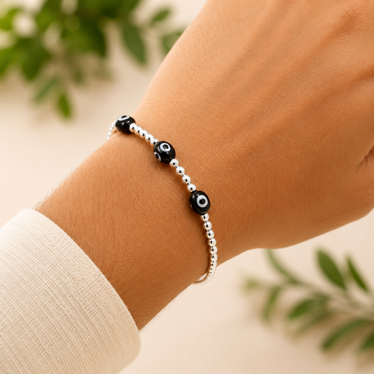 Silver Evil Eye Rakhi Bracelet | Adjustable Designer Rakhi for Brother | Premium Raksha Bandhan Gift