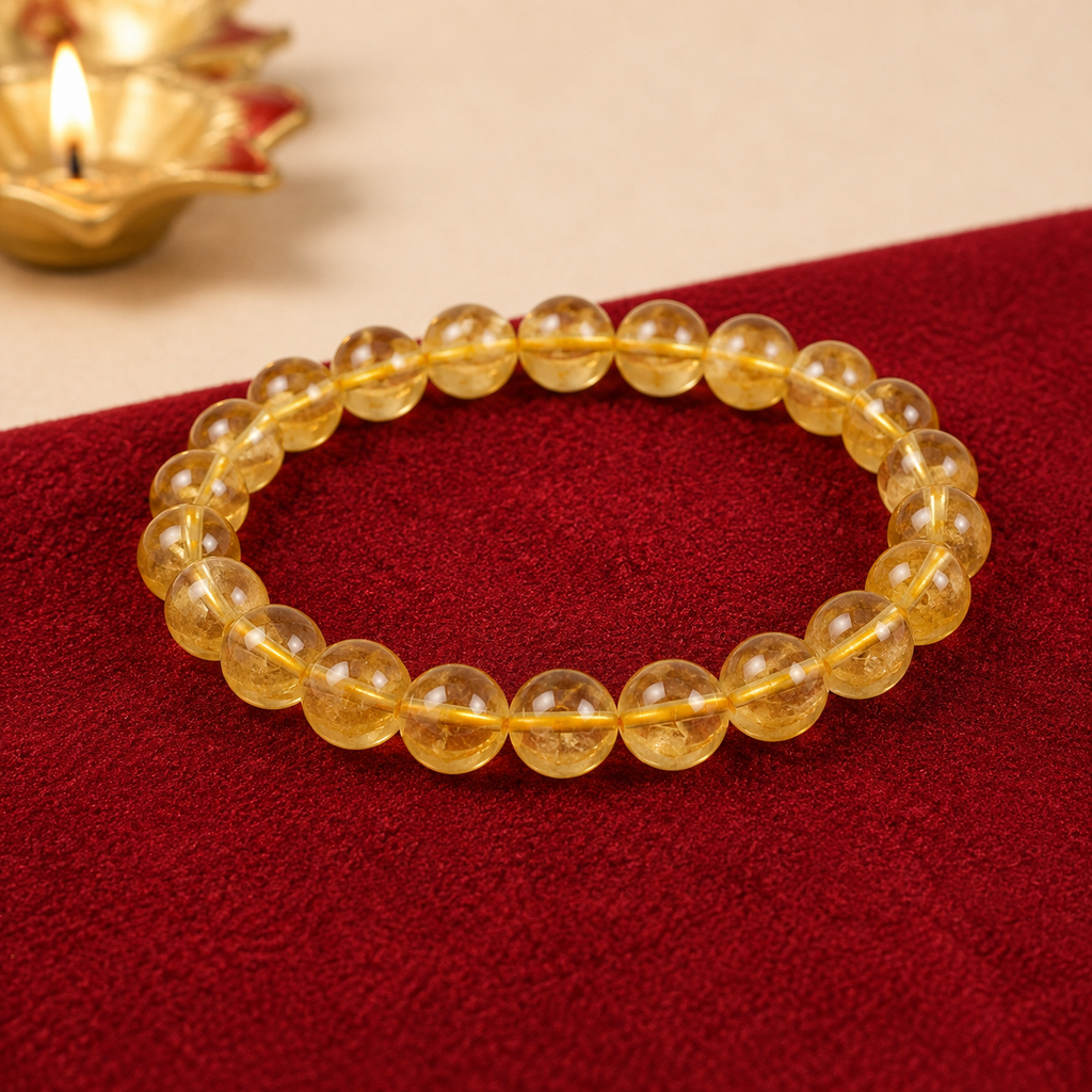 Natural Citrine Crystal Bracelet – Wealth, Abundance & Positive Energy