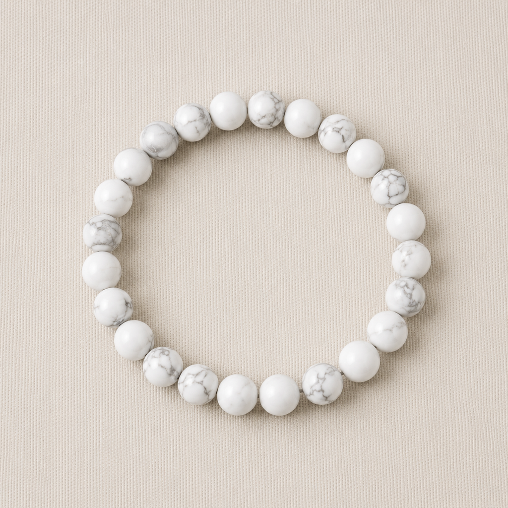 Natural Howlite Crystal Bracelet – Calm, Clarity & Inner Peace