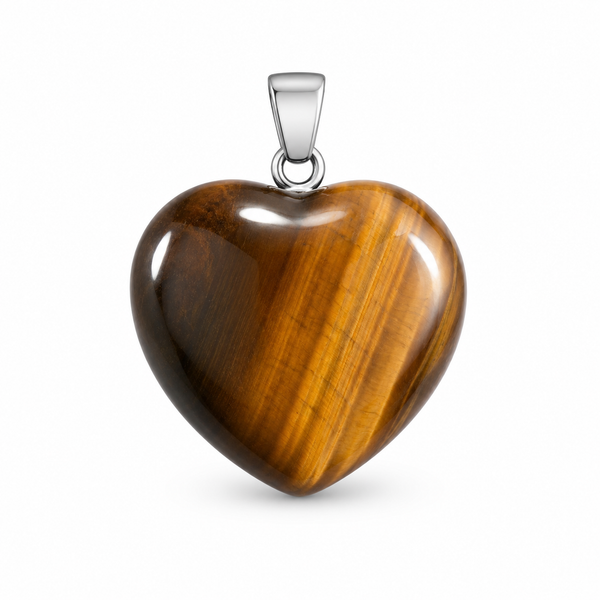 Natural Tiger Eye Heart Pendant – Protection, Confidence & Courage